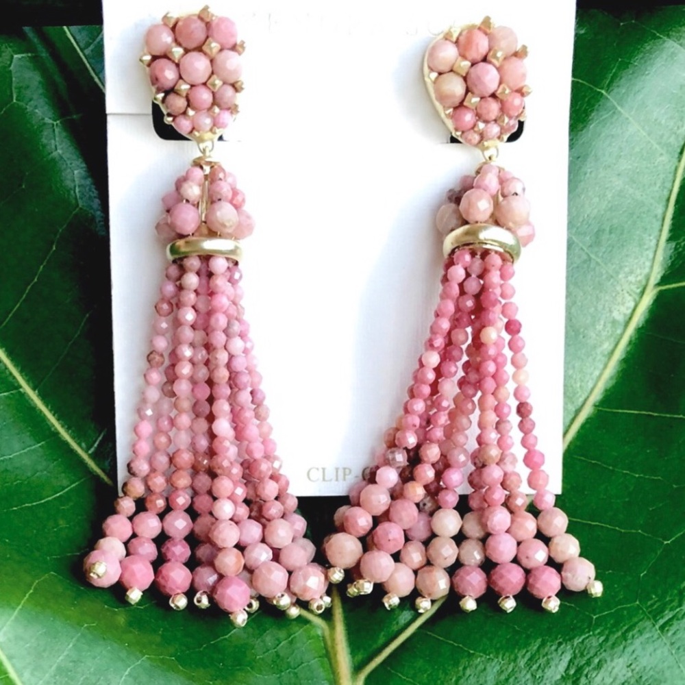 KENDRA SCOTT Cecily Genuine stone CLIP ON earrings PINK